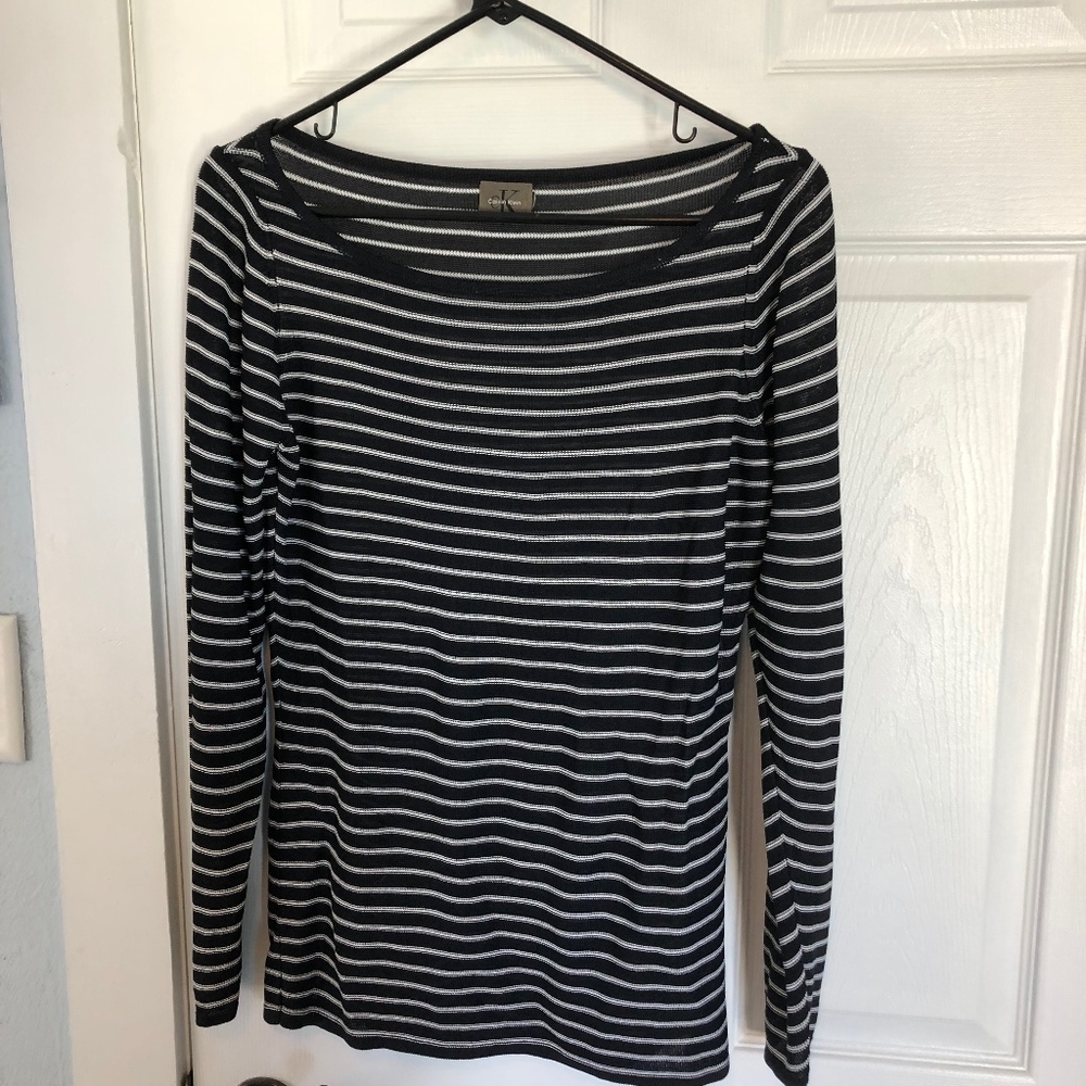 Calvin Klein striped‎ top, black and white